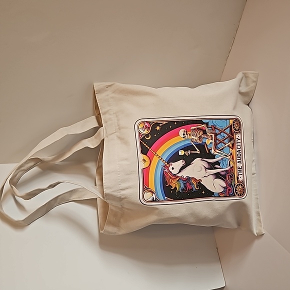 Hand Crafted Tote Bag Sugar Skull Multicolored Be You Reusable grocery bag 13" - Picture 3 of 17